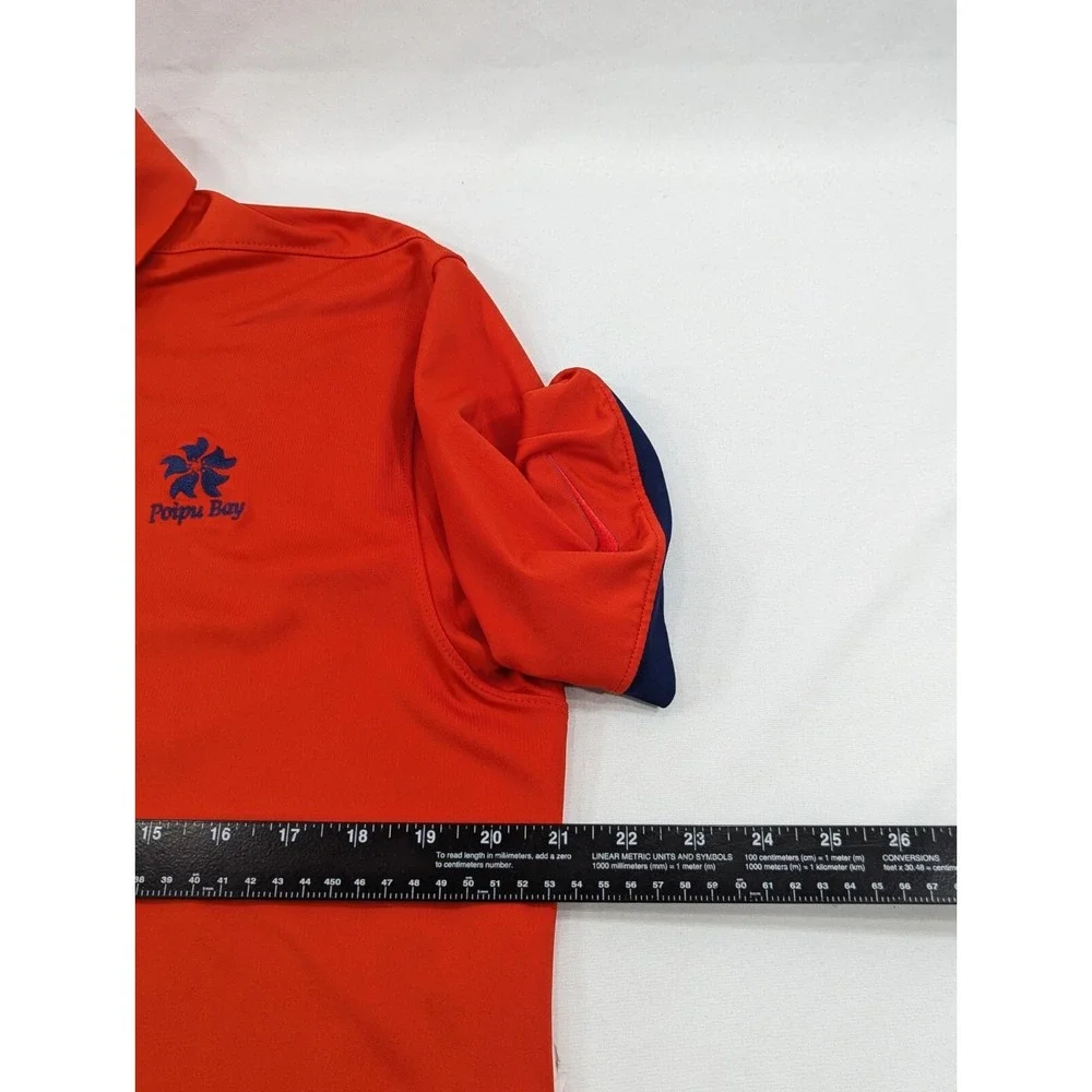 Nike  Dri‎ Fit Mens M Polo Shirt Orange Swoosh Logo Embroider Poipu Bay Golf